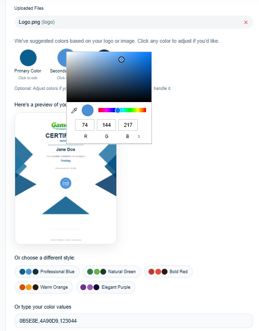 Preview of the GameIt.biz intake form